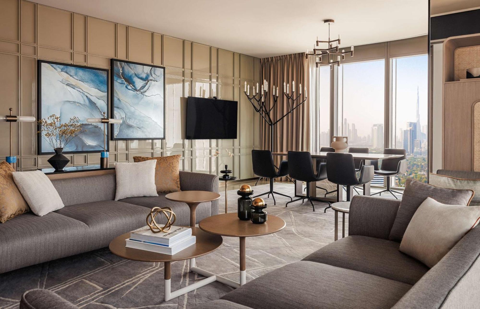 מלון דובאי One&Only One Za'Abeel מראה חיצוני תמונה The living room of a three-bedroom apartment